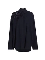 Embellished Wool Button-Up Shirt