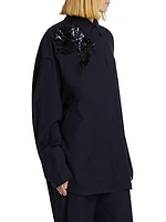 Embellished Wool Button-Up Shirt