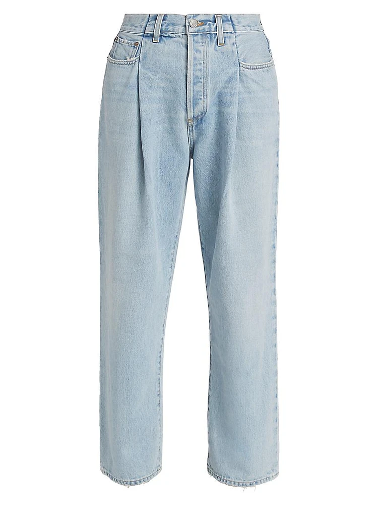 Washed Cotton Denim Straight-Leg Jeans