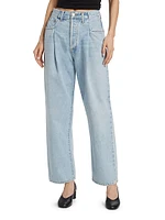 Washed Cotton Denim Straight-Leg Jeans