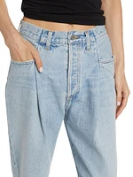 Washed Cotton Denim Straight-Leg Jeans