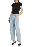 Washed Cotton Denim Straight-Leg Jeans