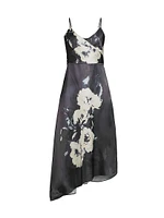 Floral Asymmetric Slip Midi-Dress