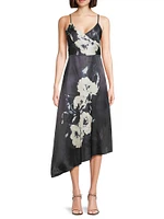Floral Asymmetric Slip Midi-Dress