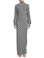 Stripe Knit Turtleneck Maxi Dress