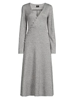 LadyLike-Knit Surplice Midi-Dress