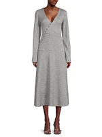 LadyLike-Knit Surplice Midi-Dress