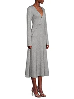 LadyLike-Knit Surplice Midi-Dress