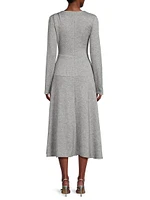 LadyLike-Knit Surplice Midi-Dress