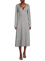 LadyLike-Knit Surplice Midi-Dress