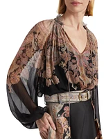 Paisley Tieneck Blouse