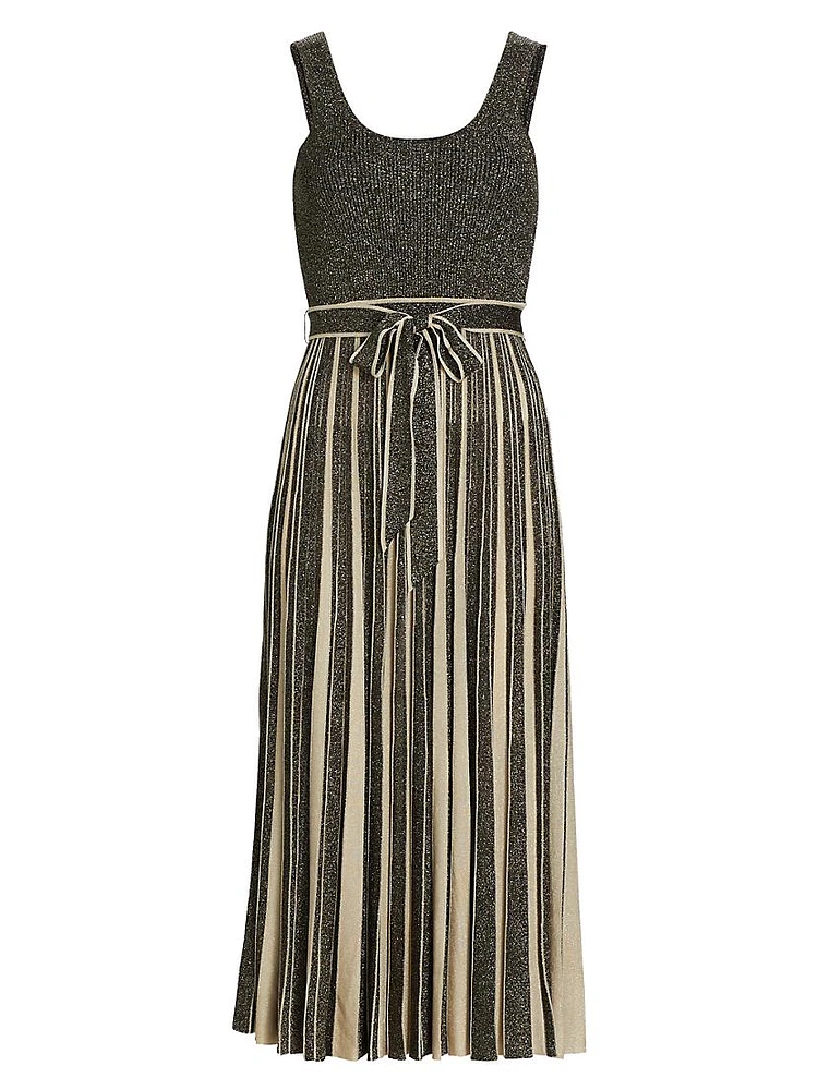 Story One Metallic Scoopneck Midi-Dress