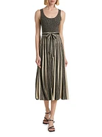 Story One Metallic Scoopneck Midi-Dress