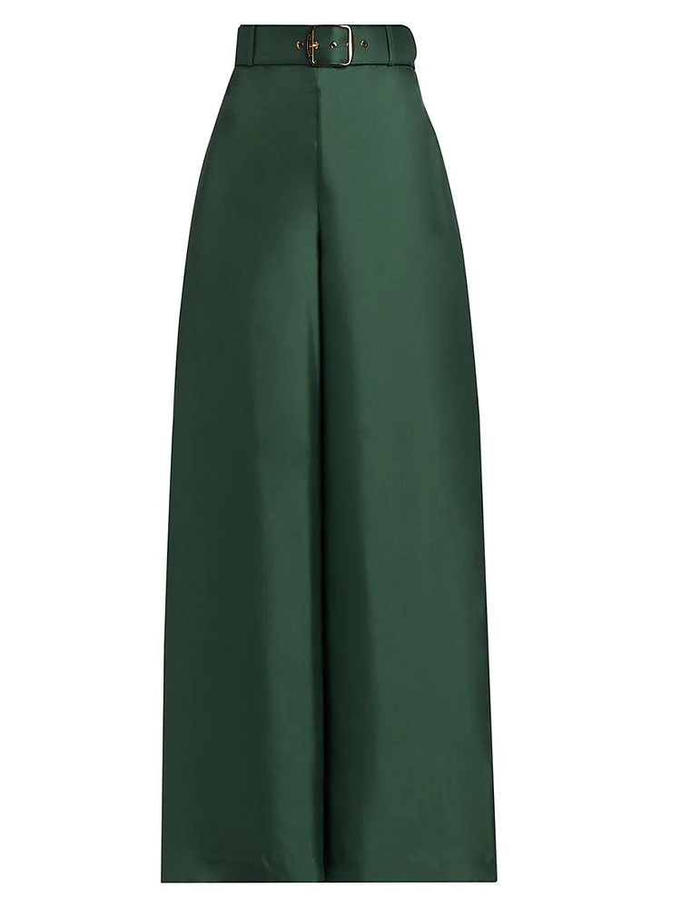 Illustration Belted Wide-Leg Pants