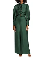 Illustration Belted Wide-Leg Pants