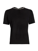 Embellished Linen Short-Sleeve T-Shirt