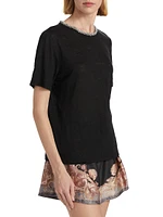 Embellished Linen Short-Sleeve T-Shirt