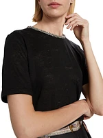 Embellished Linen Short-Sleeve T-Shirt