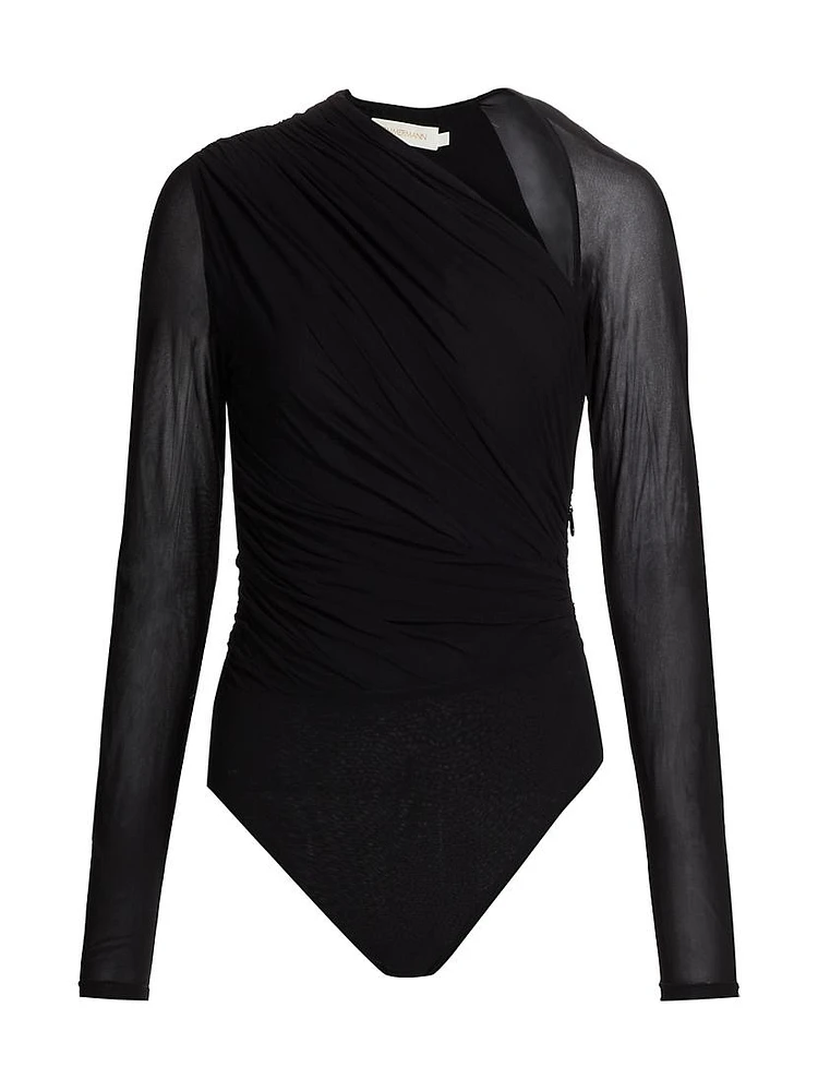 Ruched Long-Sleeve Bodysuit