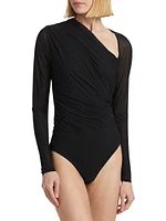 Ruched Long-Sleeve Bodysuit