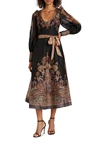 Illustration Structured Paisley Midi-Dress