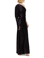 Asymmetric Velvet One-Shoulder Gown