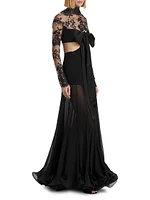 Cut-Out Silk & Lace Gown