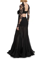 Cut-Out Silk & Lace Gown