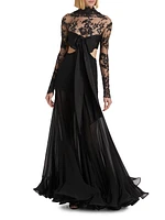 Cut-Out Silk & Lace Gown