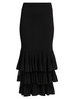 Story One Ruffled Knit Midi-Skirt