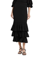 Story One Ruffled Knit Midi-Skirt