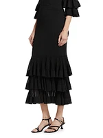 Story One Ruffled Knit Midi-Skirt