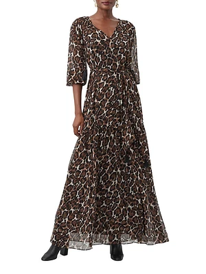 Shalina Leopard V-Neck Maxi Dress