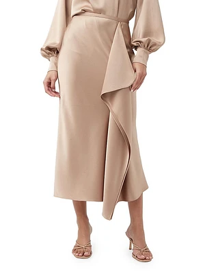 Sahel Satin Asymmetric Midi-Skirt