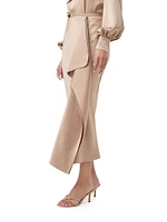 Sahel Satin Asymmetric Midi-Skirt