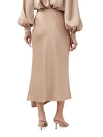 Sahel Satin Asymmetric Midi-Skirt