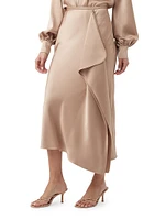 Sahel Satin Asymmetric Midi-Skirt