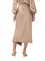 Sahel Satin Asymmetric Midi-Skirt