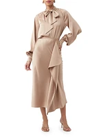 Sahel Satin Asymmetric Midi-Skirt