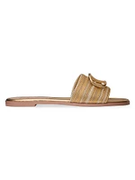 VLogo Signature Metallic Leather Slide Sandals