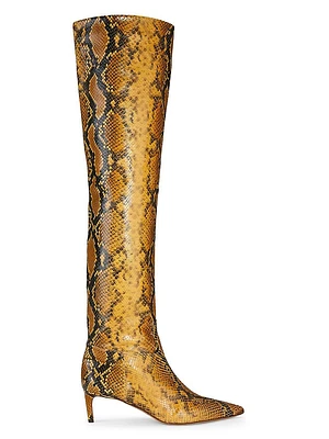 Carolina Snake-Embossed Leather Boots