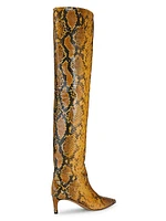 Carolina Snake-Embossed Leather Boots