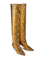 Carolina Snake-Embossed Leather Boots