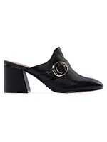 Natasia Leather Mid Heel Mules