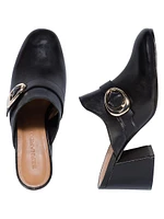 Natasia Leather Mid Heel Mules