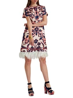 Mini Swing Dress with Feathers