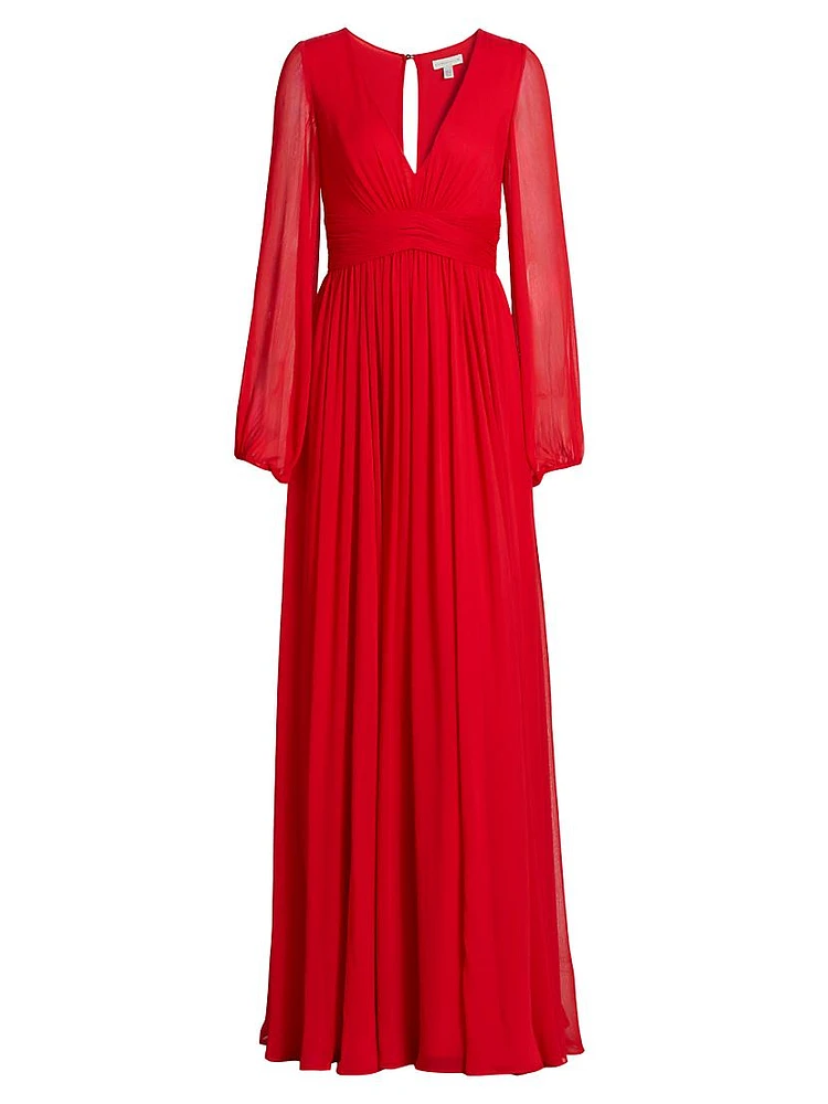 Fiona Chiffon Long-Sleeve Gown