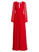 Fiona Chiffon Long-Sleeve Gown