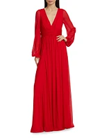 Fiona Chiffon Long-Sleeve Gown