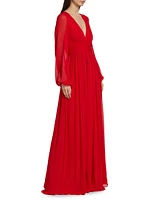 Fiona Chiffon Long-Sleeve Gown